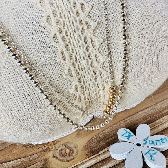 Tiffany & Co. Two Tone Mixed Bead Chain Silver Rose Gold 28-30” - Picture 4 of 6